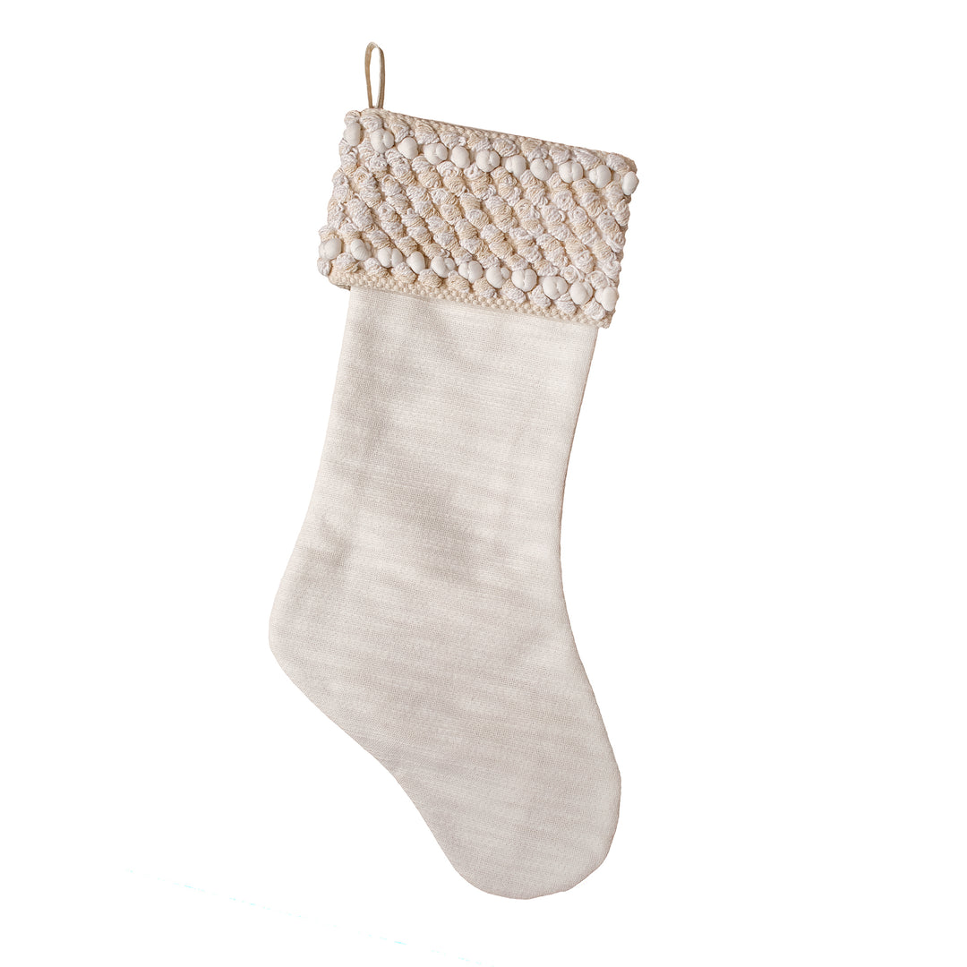20" HGTV Home Collection Textured Cuff Stocking, Ivory
