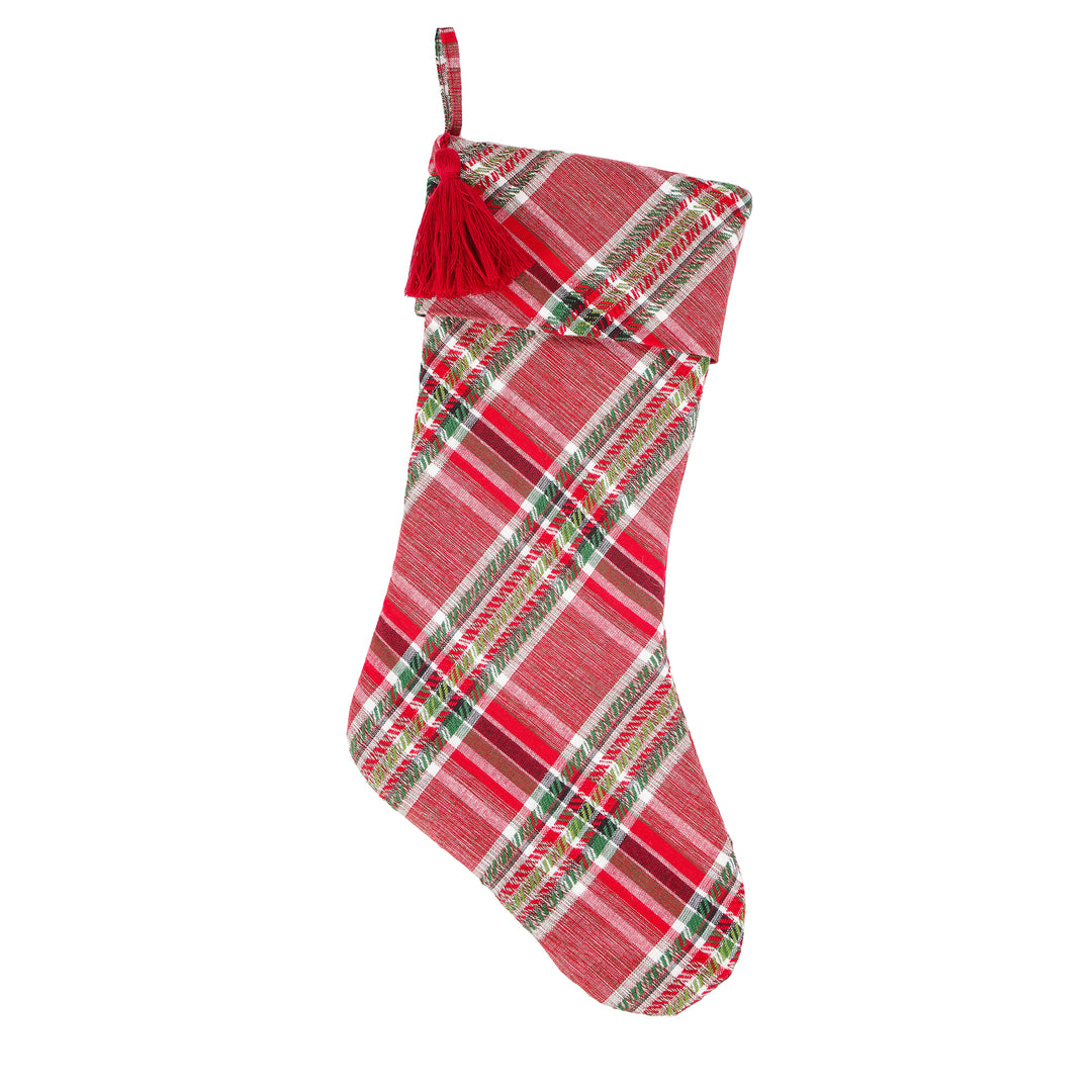 20" HGTV Home Collection Bias Cut Red Plaid Stocking