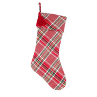 20 in. HGTV Home Collection Bias Cut Red Plaid Stocking - National Tree Company