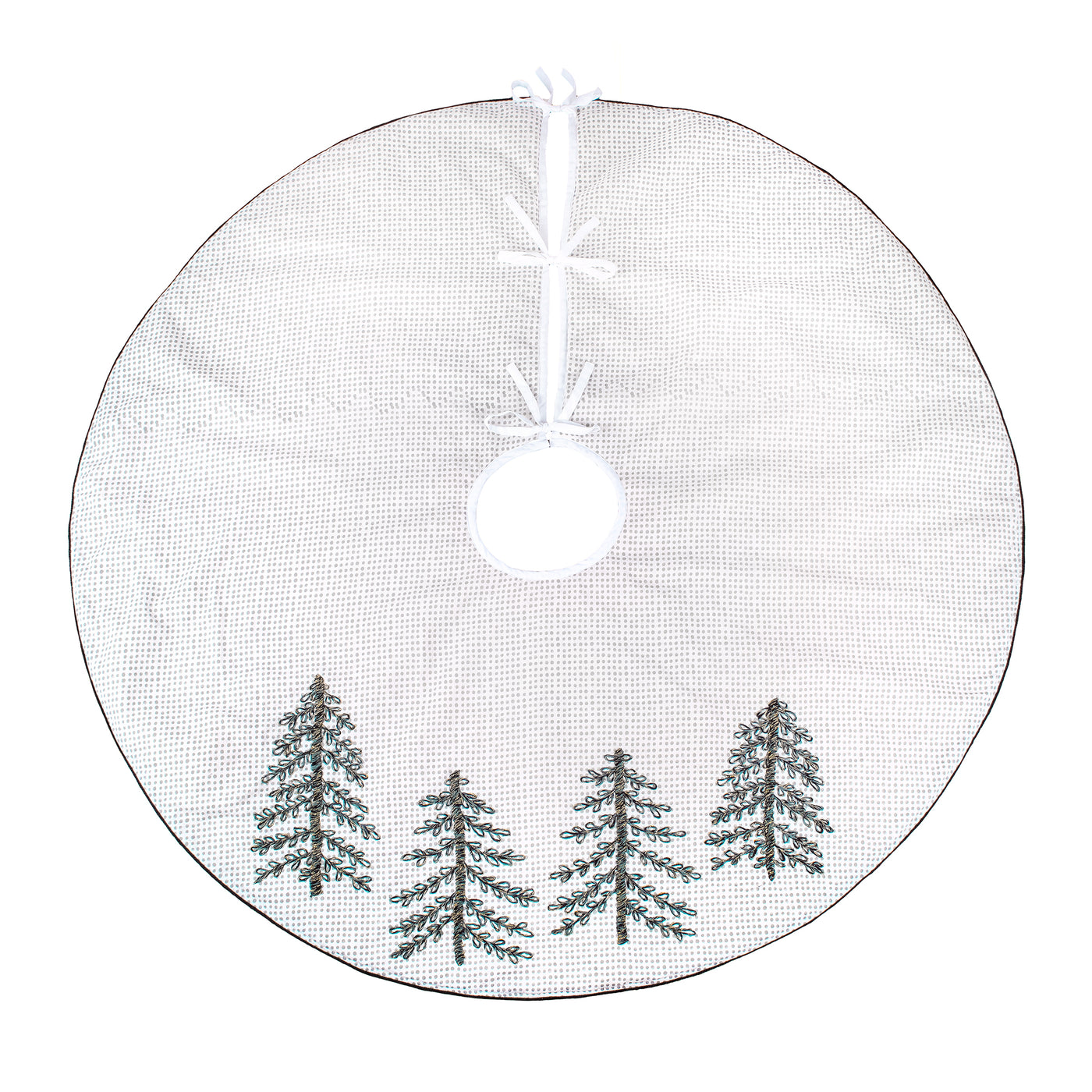 52 in. HGTV Home Collection Embroidered Evergreens Tree Skirt - National Tree Company