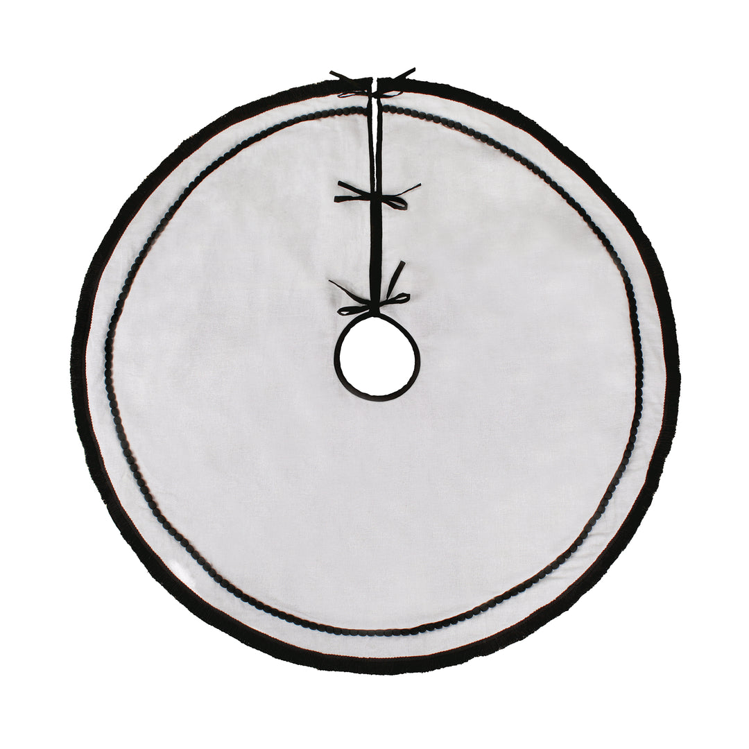 52" HGTV Home Collection White Tree Skirt with Black Trim