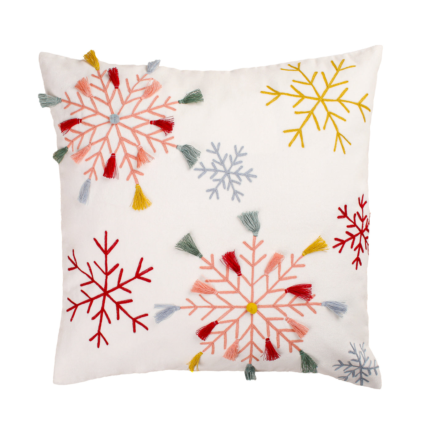 18 in. by 18 in.Velvet Snowflake Embroidery Pillow - National Tree Company