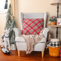 24 in. HGTV Home Collection Bias Cut Red Plaid Pillow - National Tree Company