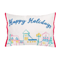 20 in. HGTV Home Collection Embroidered Happy Holidays Pillow - National Tree Company