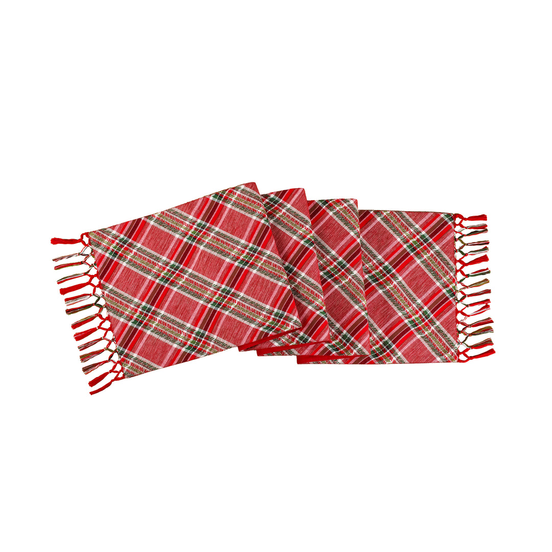 72" HGTV Home Collection Bias Cut Red Plaid Table Runner