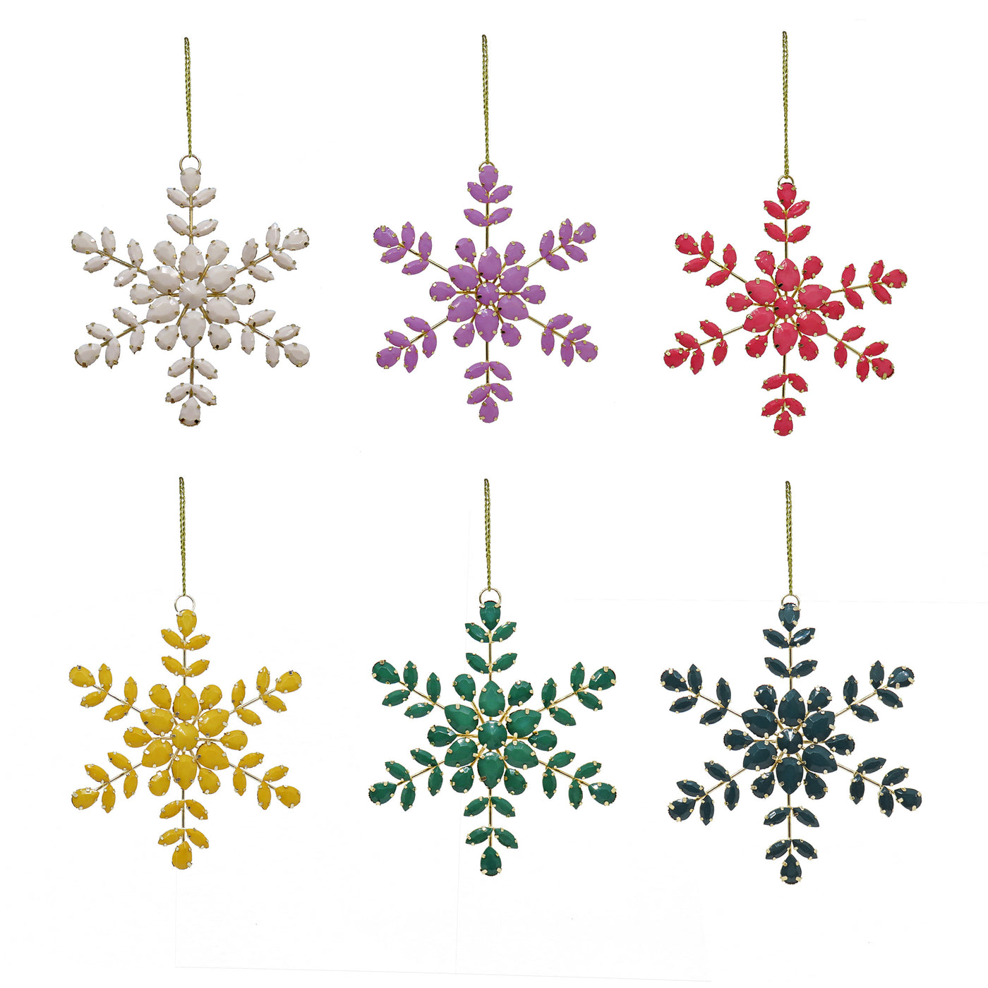 6-Piece HGTV Home Collection Beaded Snowflake Ornaments - National Tree Company