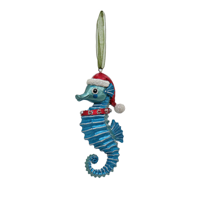 4 Piece HGTV Home Collection Teal Seahorse Ornaments