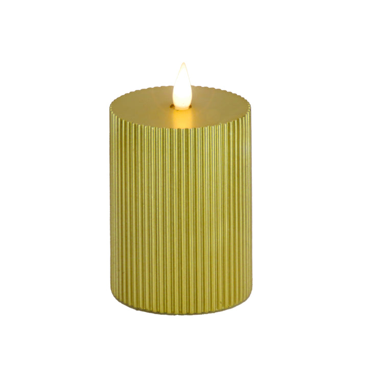 3x5 HGTV Home Collection Flameless Georgetown Pillar Candle, Gold