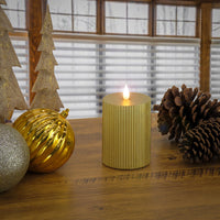 3x5 HGTV Home Collection Flameless Georgetown Pillar Candle, Gold - National Tree Company