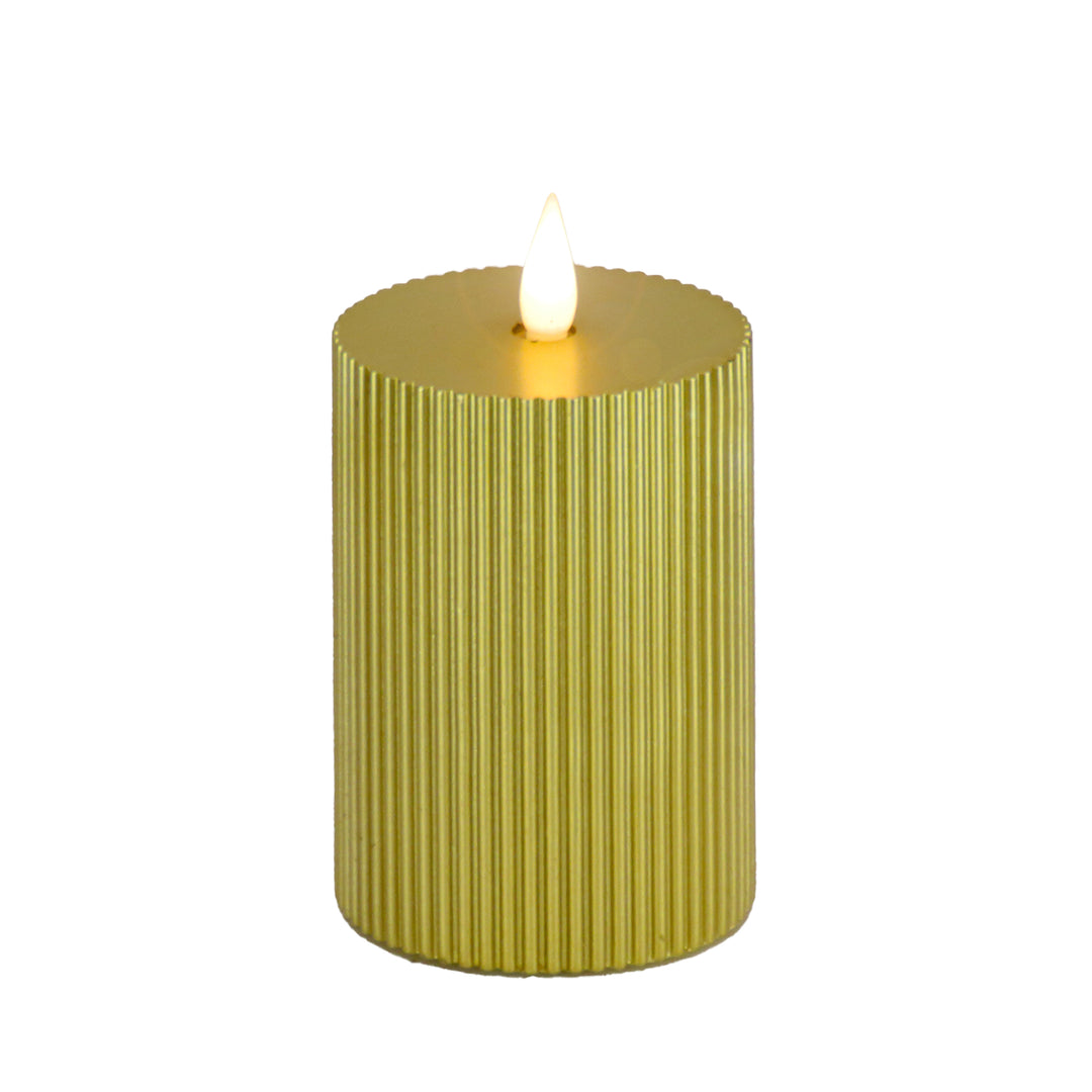 3x7 HGTV Home Collection Flameless Georgetown Pillar Candle, Gold