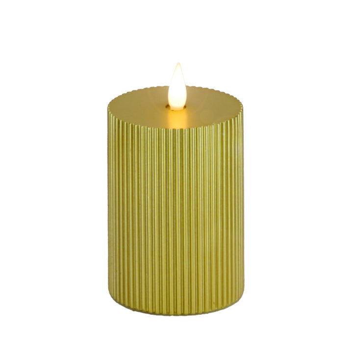 3x7 HGTV Home Collection Flameless Georgetown Pillar Candle, Gold