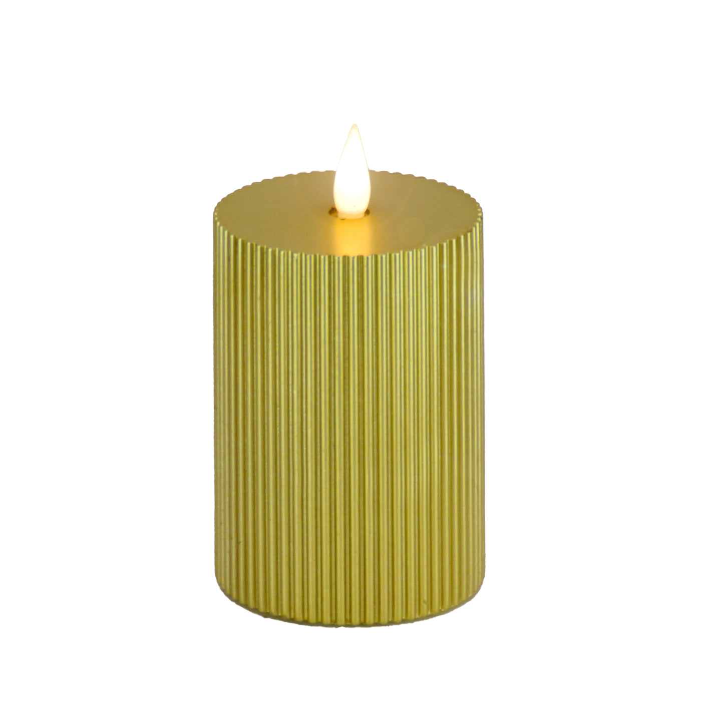 3x7 HGTV Home Collection Flameless Georgetown Pillar Candle, Gold - National Tree Company