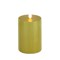 3x7 HGTV Home Collection Flameless Georgetown Pillar Candle, Gold - National Tree Company