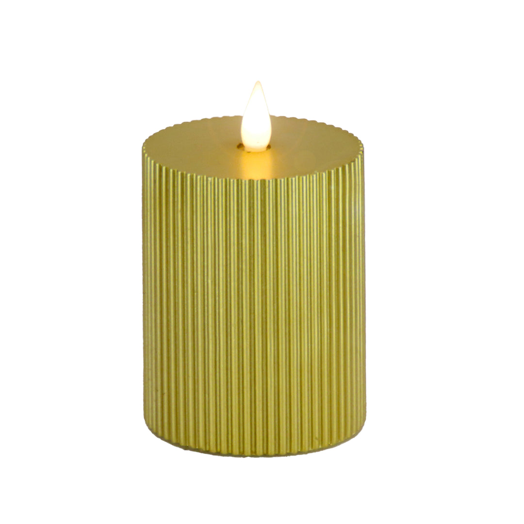 4x6 HGTV Home Collection Flameless Georgetown Pillar Candle, Gold