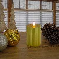 4 in. by 6 in. HGTV Home Collection Flameless Georgetown Pillar Candle, Gold - National Tree Company