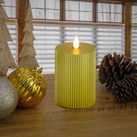 4x10 HGTV Home Collection Flameless Georgetown Pillar Candle, Gold - National Tree Company