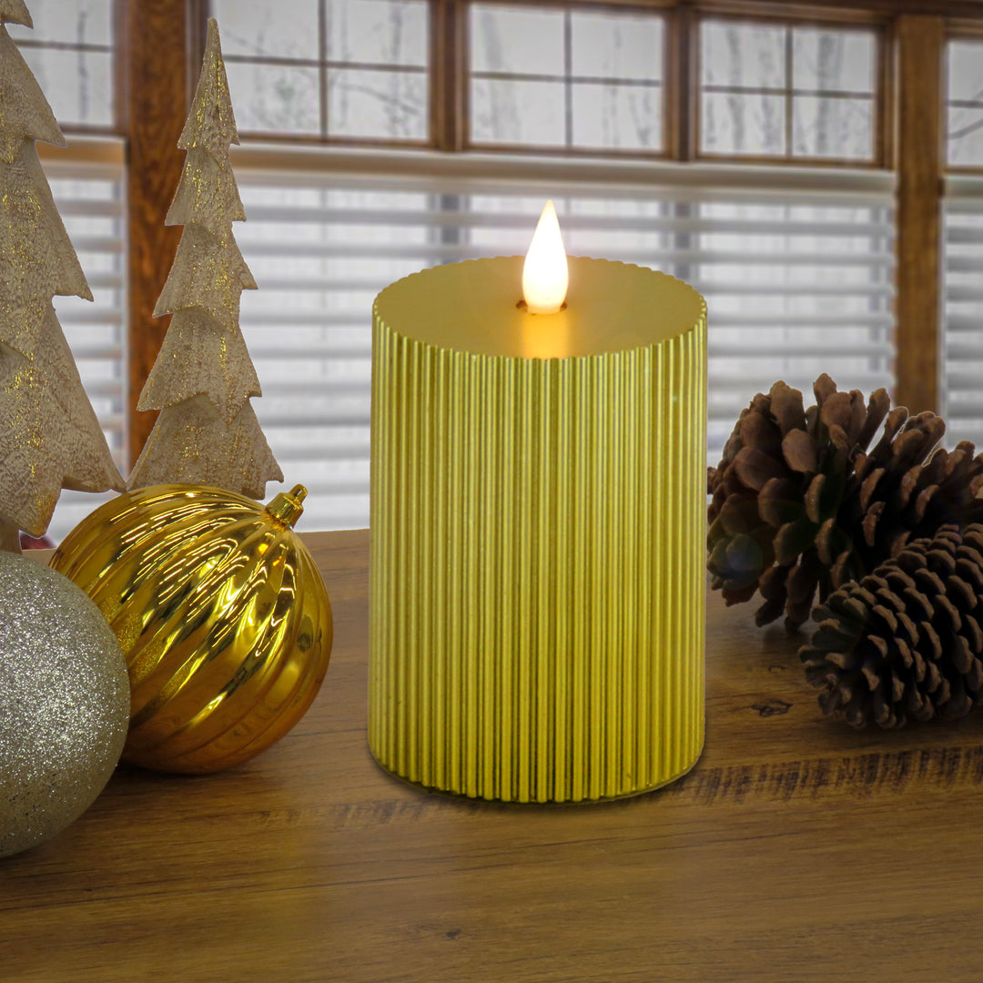 5x7 HGTV Home Collection Flameless Georgetown Pillar Candle, Gold