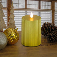 5x7 HGTV Home Collection Flameless Georgetown Pillar Candle, Gold - National Tree Company