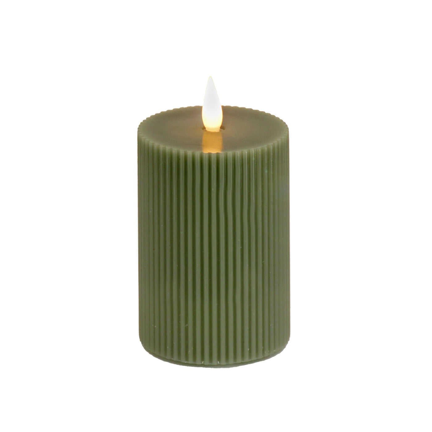 3x7 HGTV Home Collection Flameless Georgetown Pillar Candle, Dk Green - National Tree Company