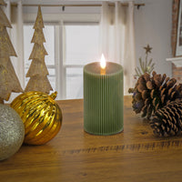 3x9 HGTV Home Collection Flameless Georgetown Pillar Candle, Dk Green - National Tree Company