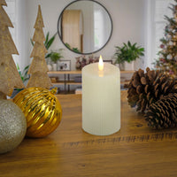 3x9 HGTV Home Collection Flameless Georgetown Pillar Candle, Ivory - National Tree Company