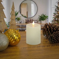 4x6 HGTV Home Collection Flameless Georgetown Pillar Candle, Ivory - National Tree Company