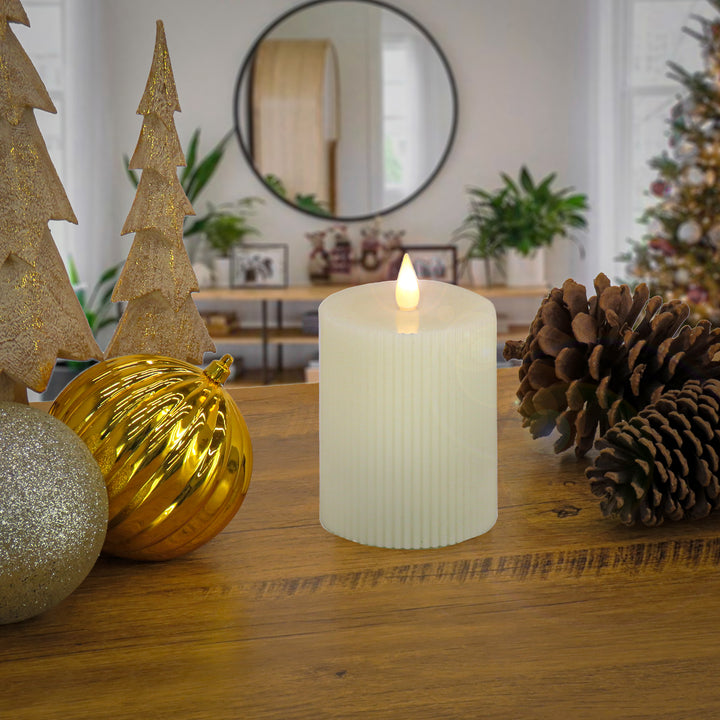 4x6 HGTV Home Collection Flameless Georgetown Pillar Candle, Ivory