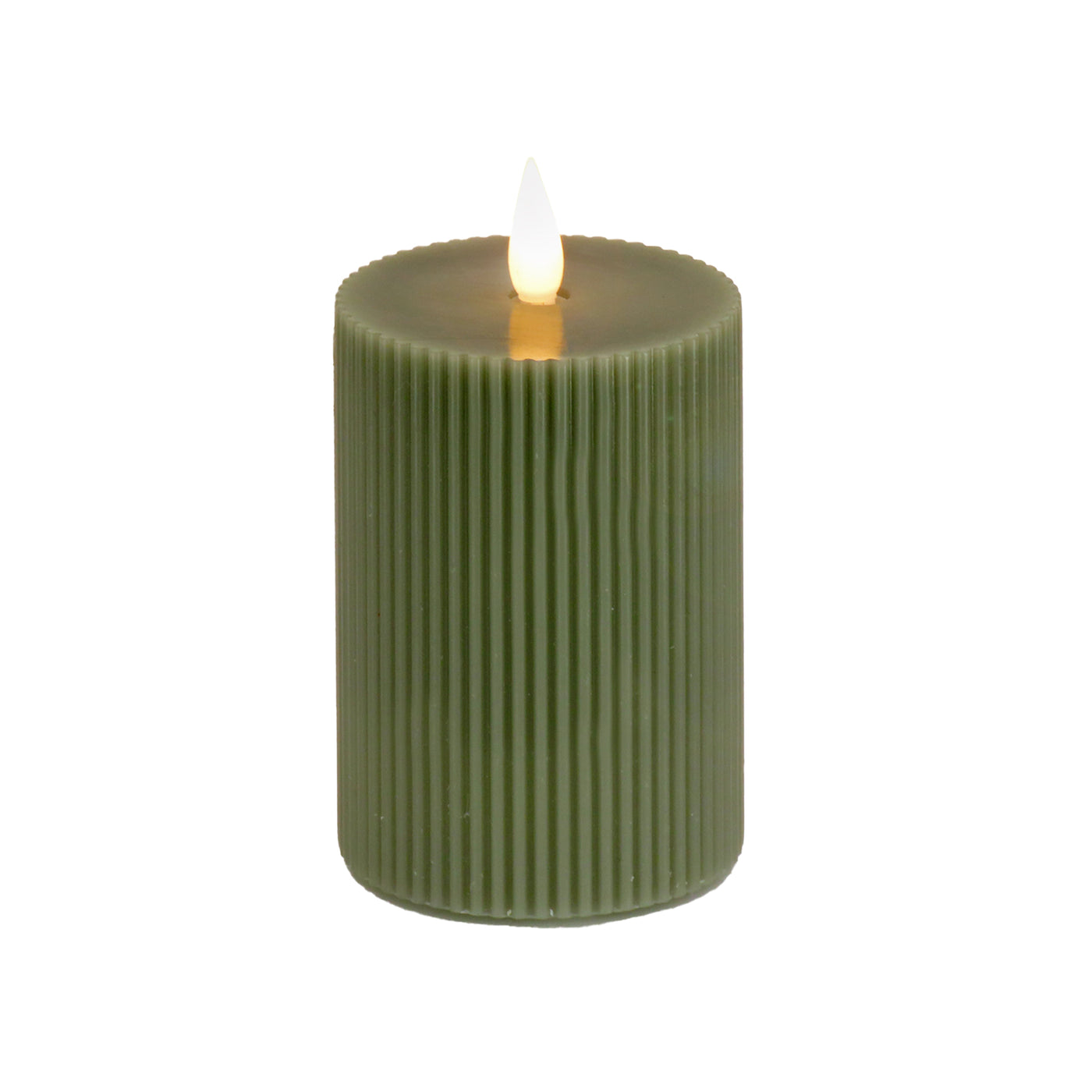 4 in. by 8 in. HGTV Home Collection Flameless Georgetown Pillar Candle, Dk Green - National Tree Company