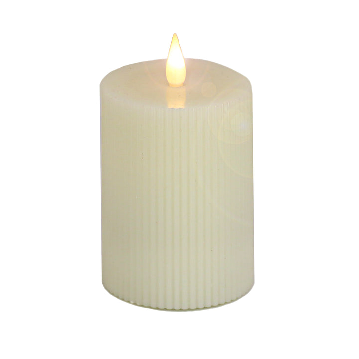 4x8 HGTV Home Collection Flameless Georgetown Pillar Candle, Ivory