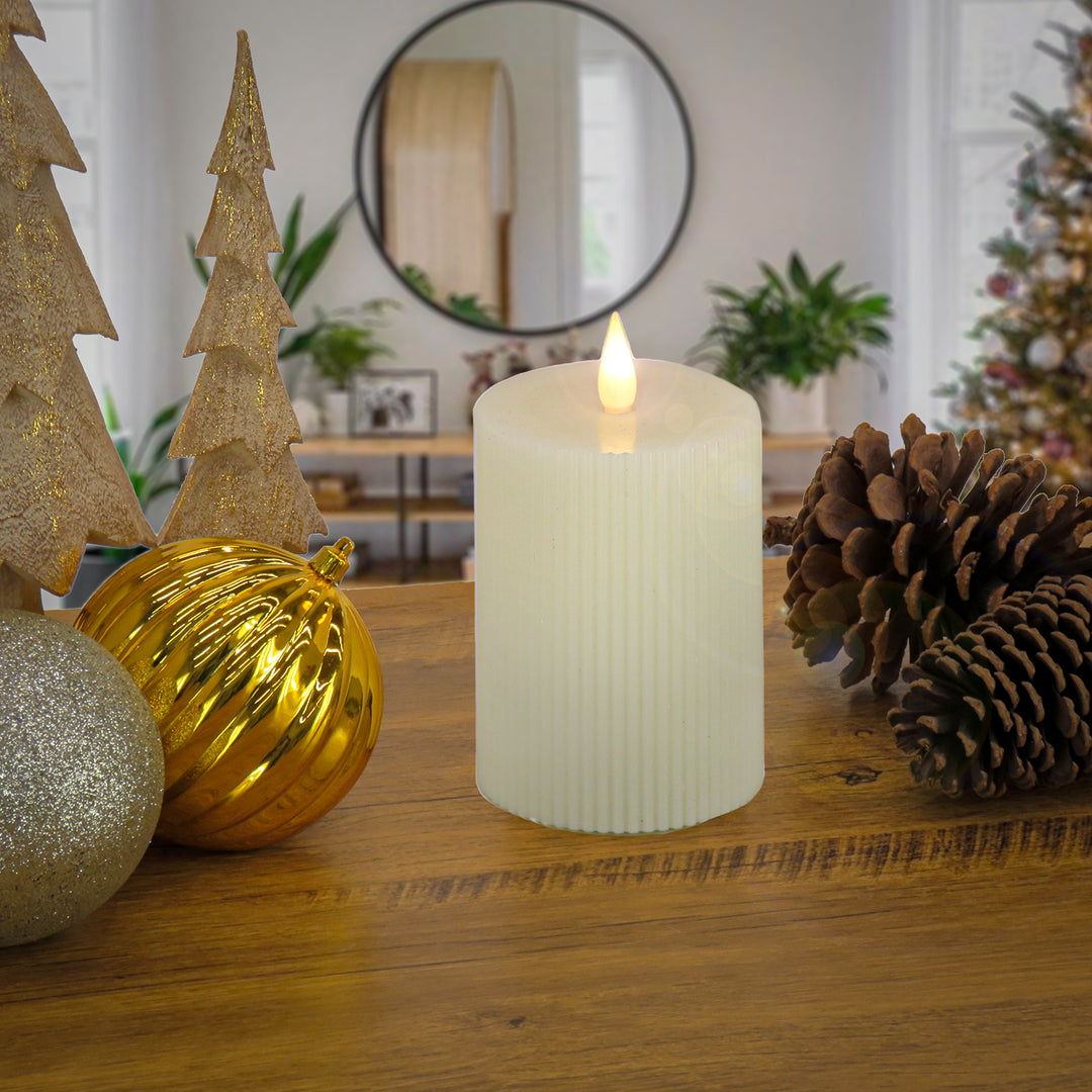 4x10 HGTV Home Collection Flameless Georgetown Pillar Candle, Ivory