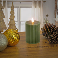 5x9 HGTV Home Collection Flameless Georgetown Pillar Candle, Dk Green - National Tree Company