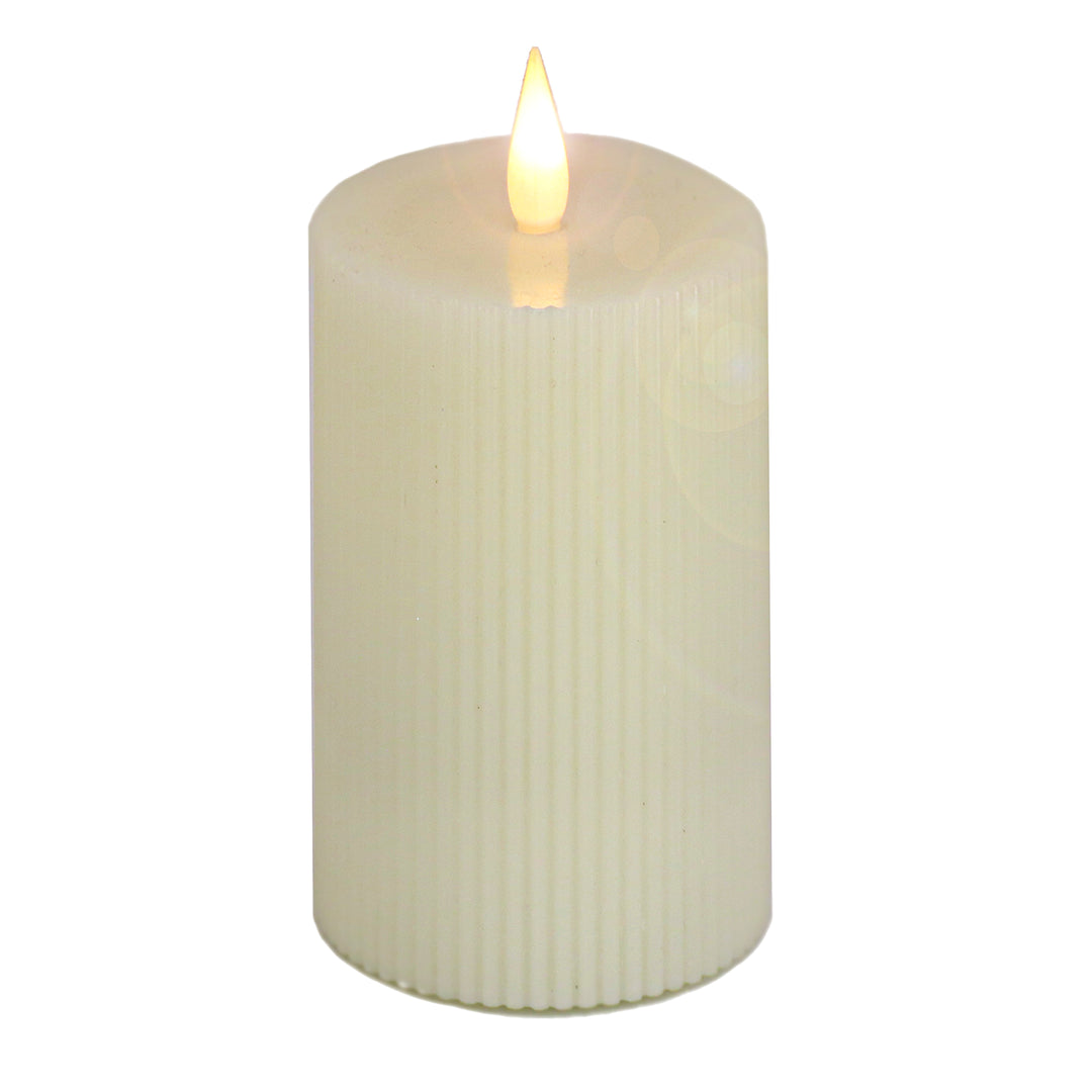 5x9 HGTV Home Collection Flameless Georgetown Pillar Candle, Ivory
