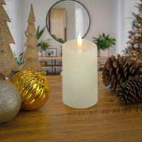 5x9 HGTV Home Collection Flameless Georgetown Pillar Candle, Ivory - National Tree Company