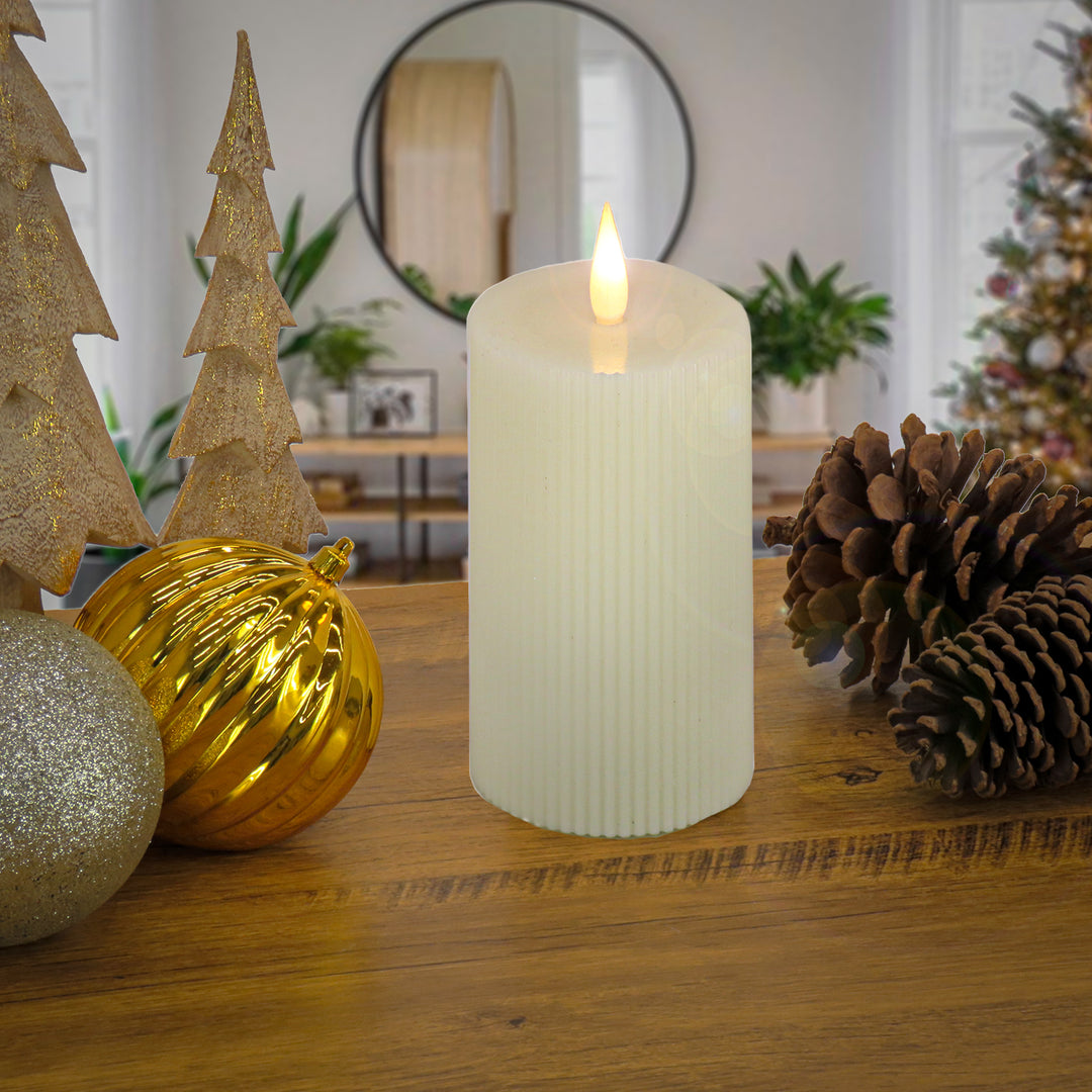 5x11 HGTV Home Collection Flameless Georgetown Pillar Candle, Ivory