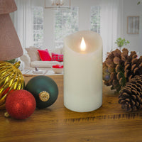 3x7 HGTV Home Collection Flameless Heritage Pillar Candle, Ivory - National Tree Company