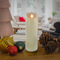 3 in. by 9 in. HGTV Home Collection Flameless Heritage Pillar Candle, Ivory - National Tree Company