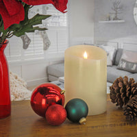 5 in. by 7 in. HGTV Home Collection Flameless Heritage Pillar Candle, Ivory - National Tree Company