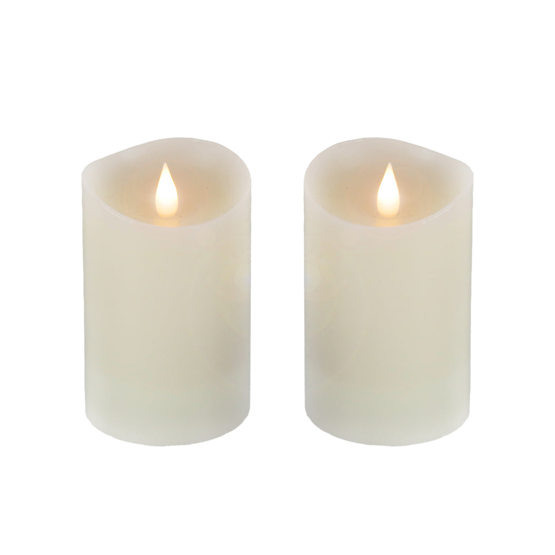 2x5 HGTV Home Collection Flameless Heritage Pillar Candle Pair, Ivory
