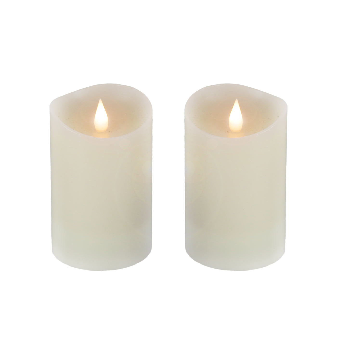 2x5 HGTV Home Collection Flameless Heritage Pillar Candle Pair, Ivory - National Tree Company