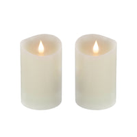 2x5 HGTV Home Collection Flameless Heritage Pillar Candle Pair, Ivory - National Tree Company