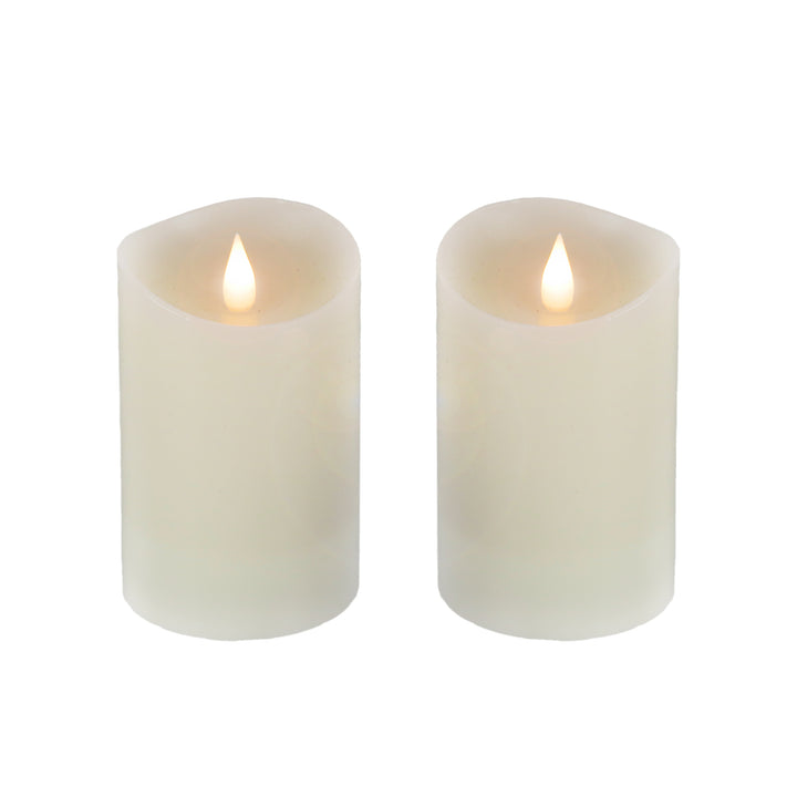 2x5 HGTV Home Collection Flameless Heritage Pillar Candle Pair, Ivory