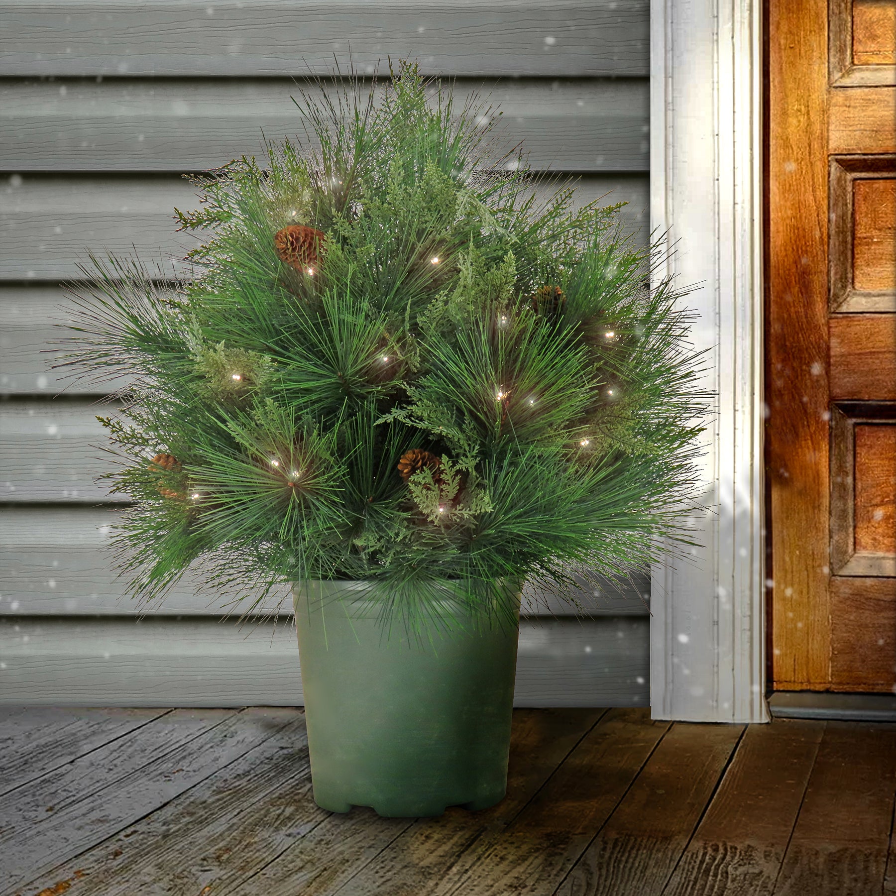 HGTV Home Collection Pre-Lit Holly and Berry Planter Filler