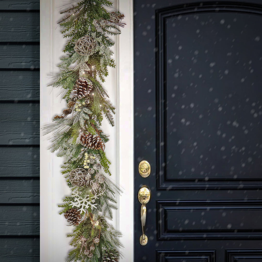 9 ft. HGTV Home Collection Pre-Lit Cozy Winter Garland