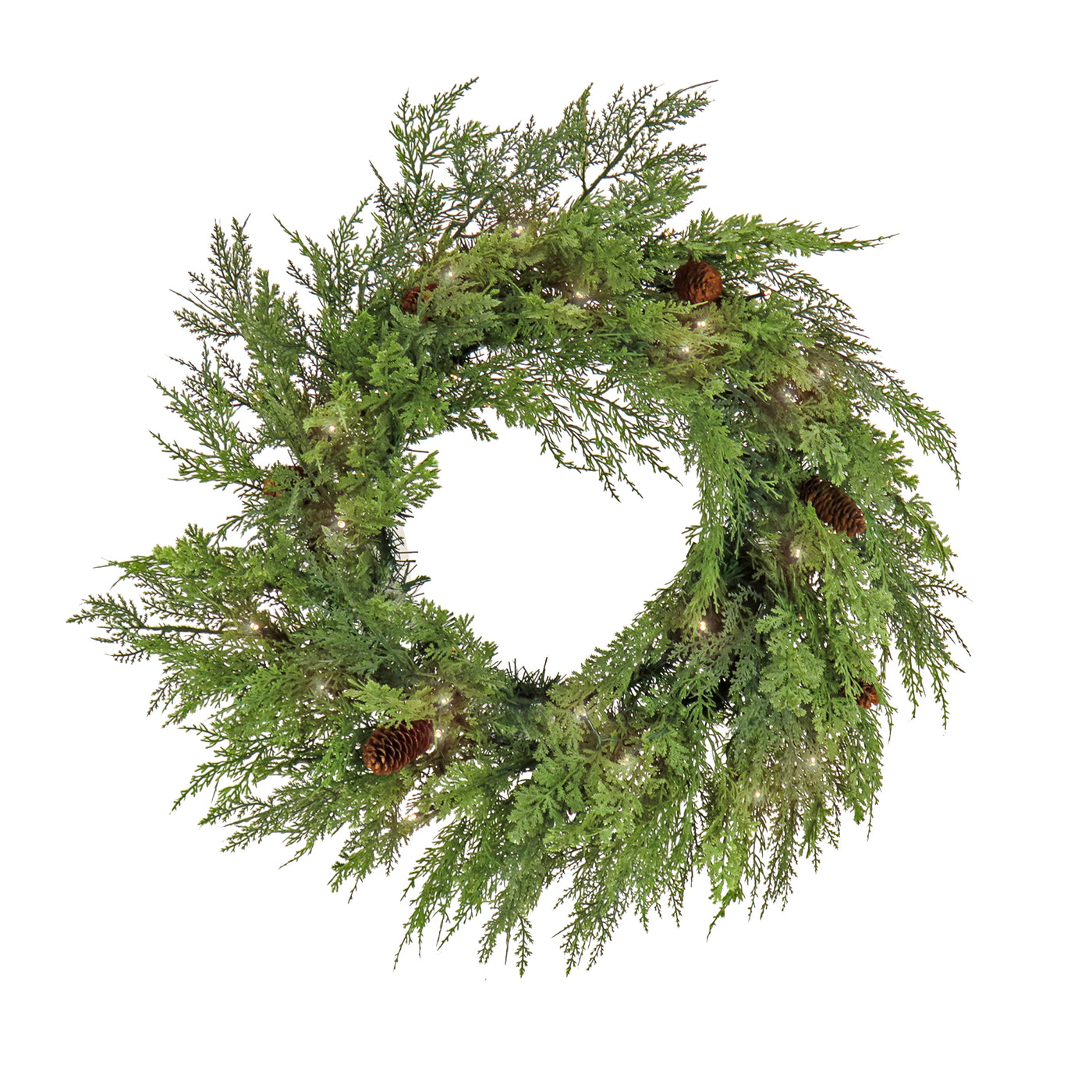 26 in. Pre-Lit HGTV Home Collection Cozy Winter Cedar Wreath - National Tree Company