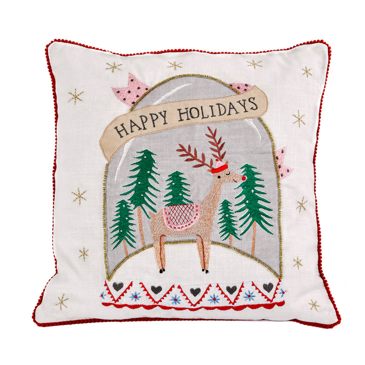 18" HGTV Home Collection Snow Globe Christmas Pillow
