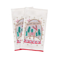 18 in. HGTV Home Collection Christmas Snow Globe Guest Towel Pair - National Tree Company