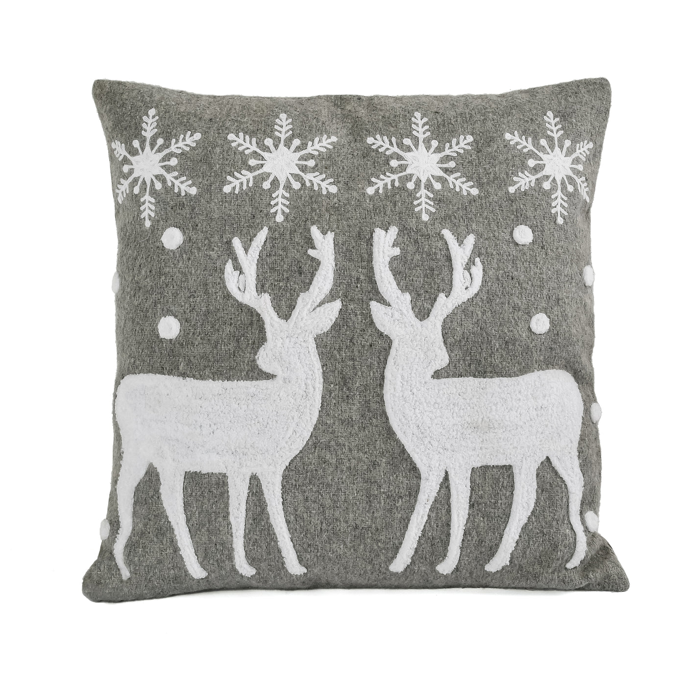 18 in. HGTV Home Collection Reindeer and Snowflakes Pillow - National Tree Company