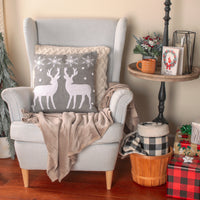 18 in. HGTV Home Collection Reindeer and Snowflakes Pillow - National Tree Company