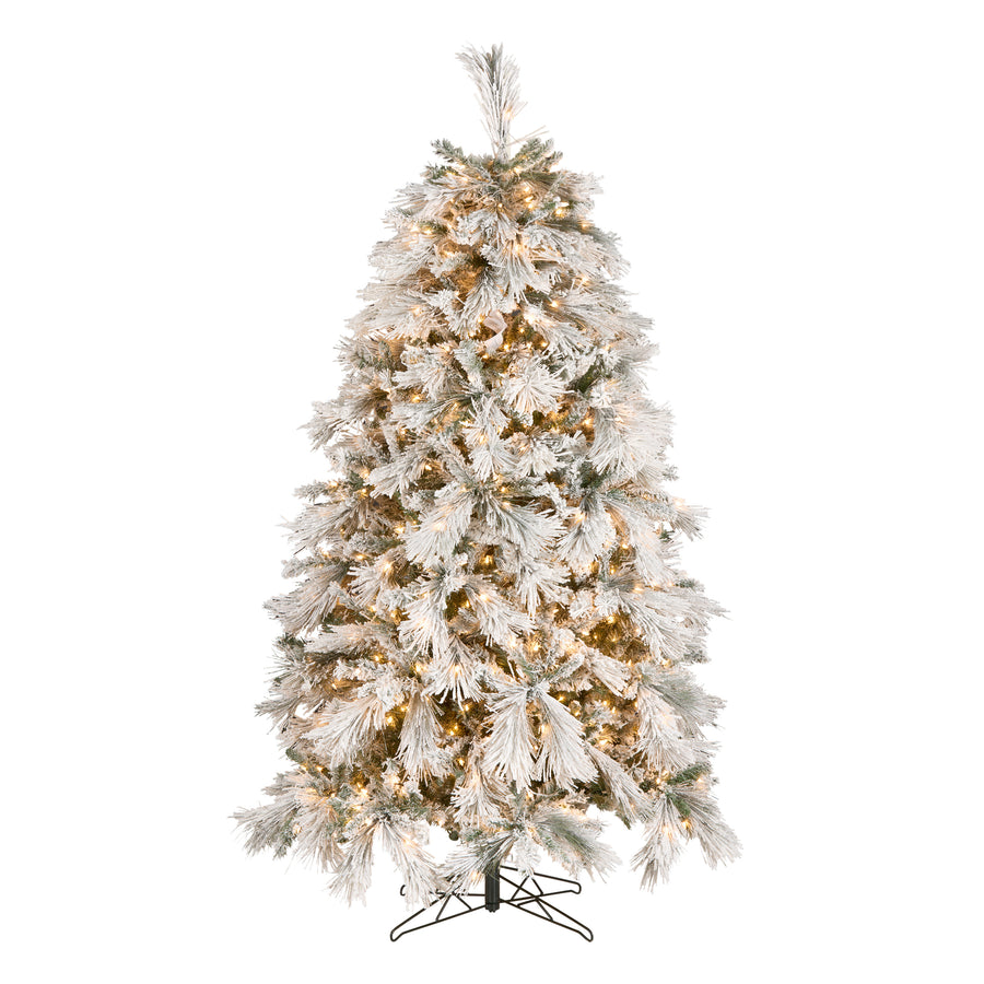 7.5 ft. Pre-Lit Flocked Bavarian Pine Tree - National Tree Company