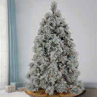 HGTV Home Collection 7.5 ft. Pre-Lit Flocked Bavarian Pine Tree - National Tree Company